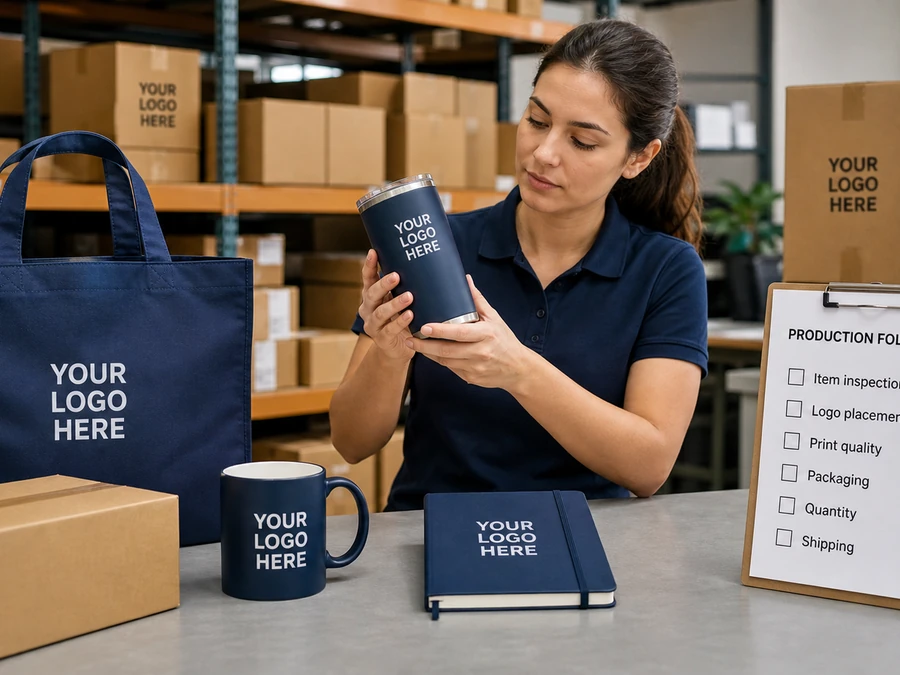 Sourcing and production follow-up support for custom promotional product options and bulk orders