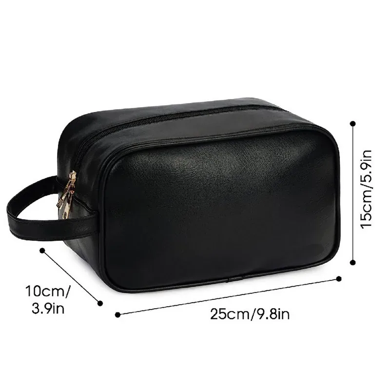 Soft PU Leather Zipped Travel Toiletry Bag With Custom Logo — DIBG110301, view 3 of 6