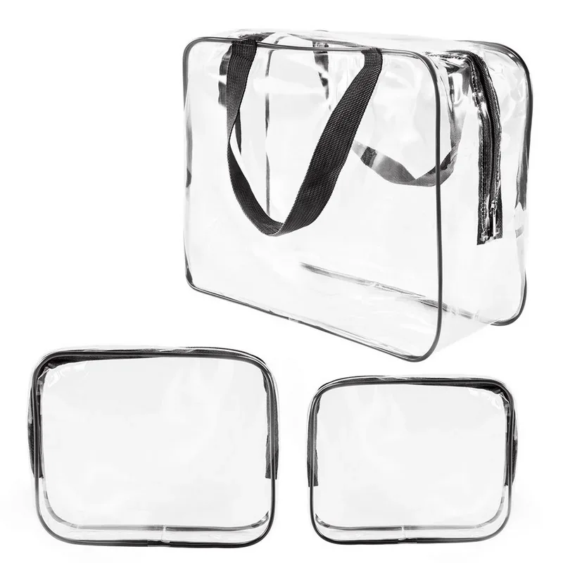 3Pcs Clear PVC Travel Toiletry Bag Set Waterproof Cosmetic — DIBG110310, view 4 of 9