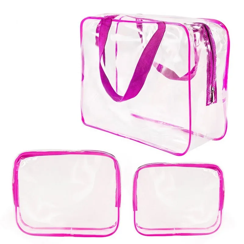 3Pcs Clear PVC Travel Toiletry Bag Set Waterproof Cosmetic — DIBG110310, view 6 of 9