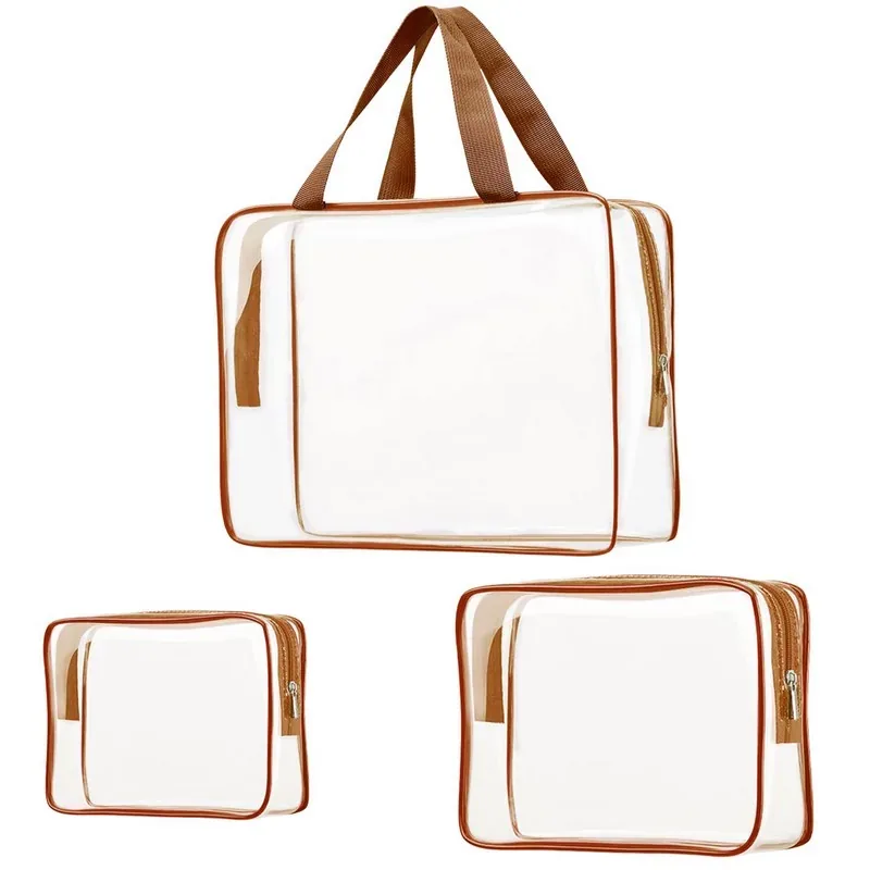 3Pcs Clear PVC Travel Toiletry Bag Set Waterproof Cosmetic — DIBG110310, view 7 of 9