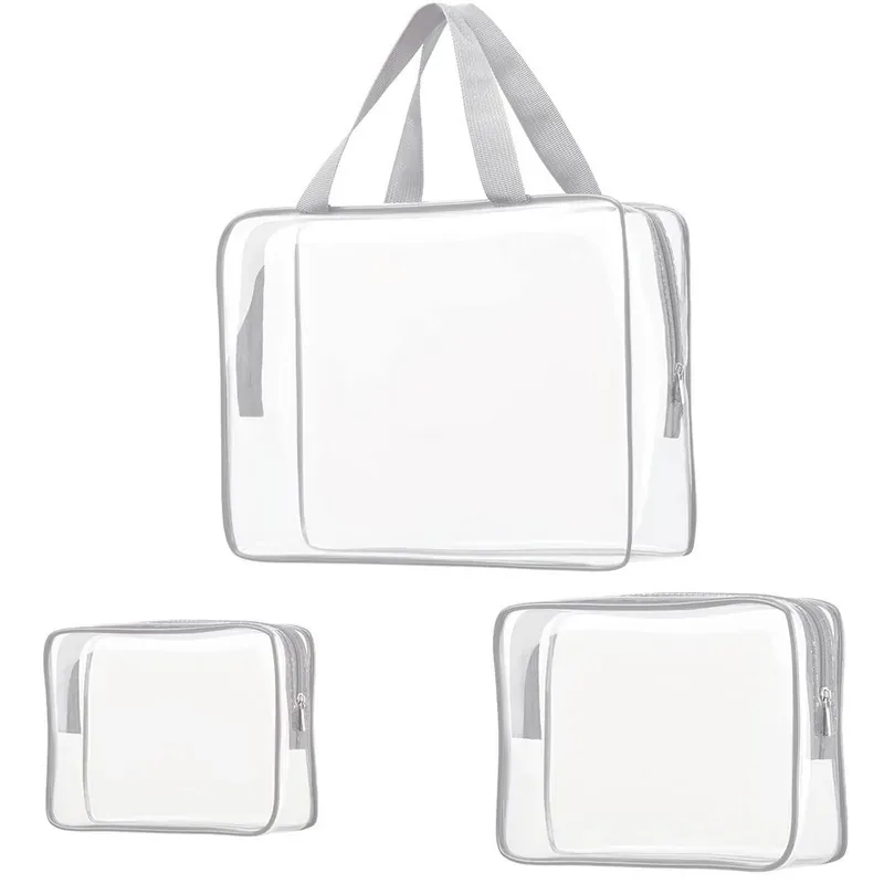 3Pcs Clear PVC Travel Toiletry Bag Set Waterproof Cosmetic — DIBG110310, view 9 of 9