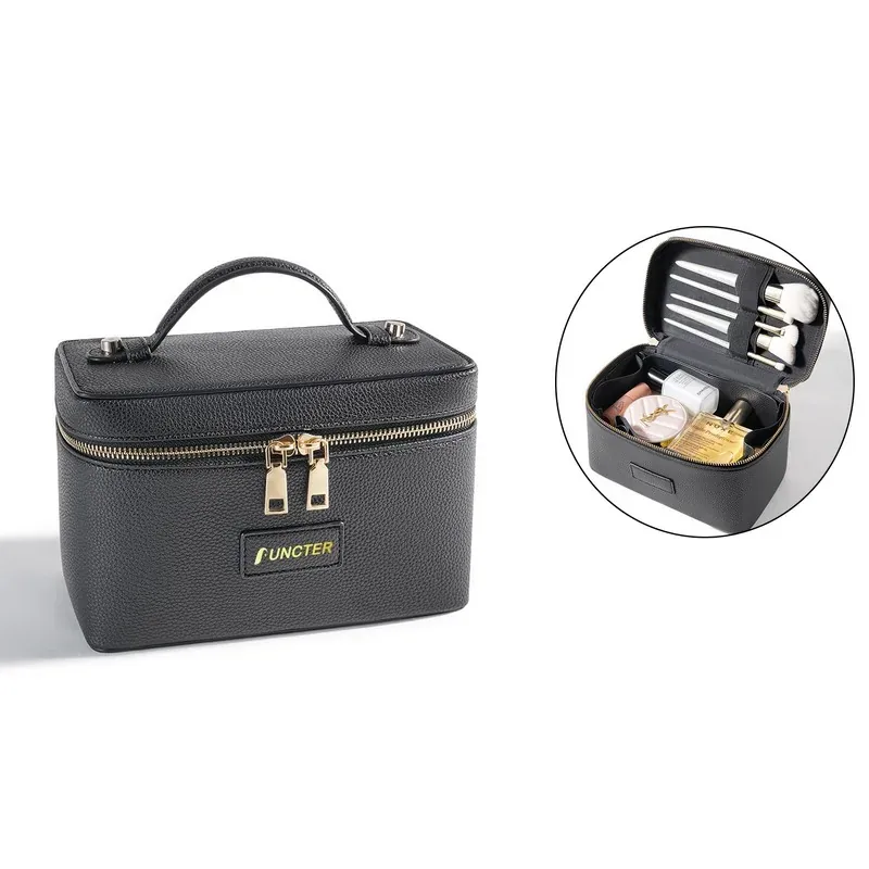 Portable PU Leather Cosmetic Bag Handle Cosmetic Case — DIBG110508, view 1 of 7