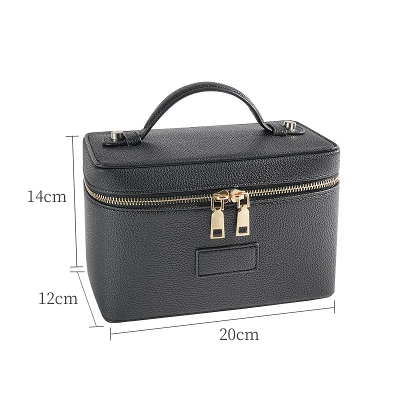 Portable PU Leather Cosmetic Bag Handle Cosmetic Case — DIBG110508, view 3 of 7