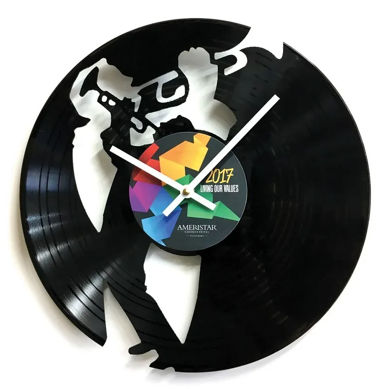 Recycled Vinyl Record Custom Cut LP Wall Clock - 1 Layer — DIBG120751, view 1 of 6
