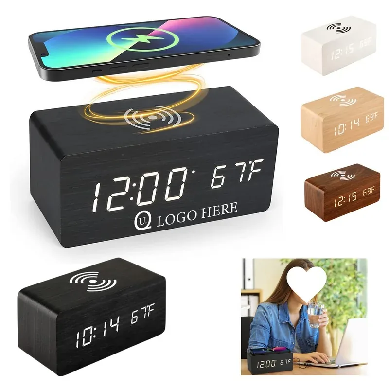 Wireless Charging Digital Alarm Clock For Branded Giveaways — DIBG120754, view 1 of 6