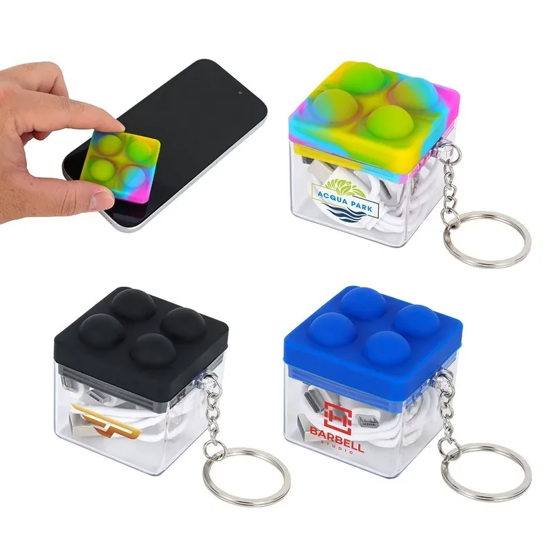 Push Pop Charging Cable With Keyring & Screen Cleaner — DIBG140916, view 1 of 1