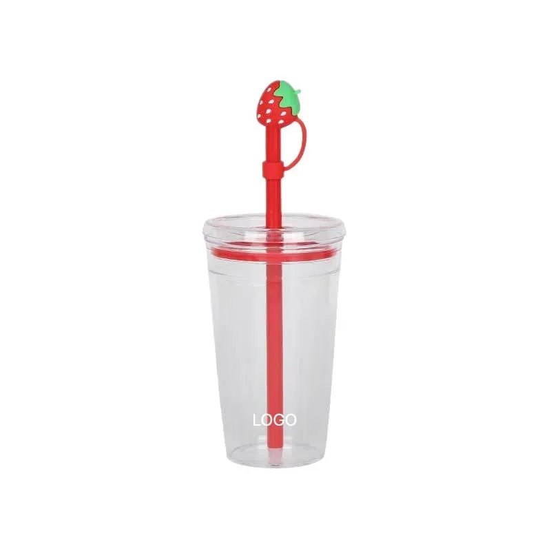 Clear Candy-Color Straw Tumbler Elegant High-Density — DIBG180550, view 1 of 7