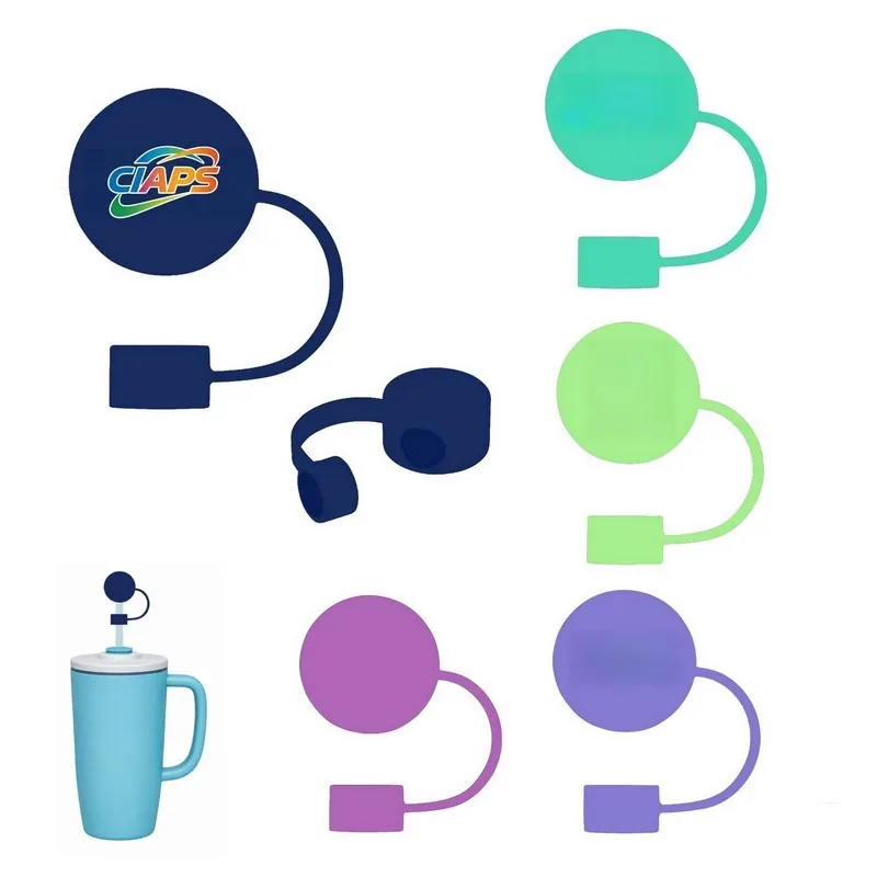 Custom Color Silicone Round Straw Topper — DIBG2975, view 1 of 4