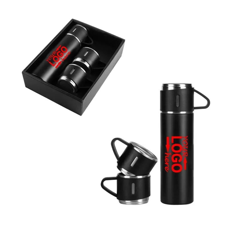 Insulated Travel Bottle Set Stainless Steel Flask With Cups — DIBG29770, view 1 of 3