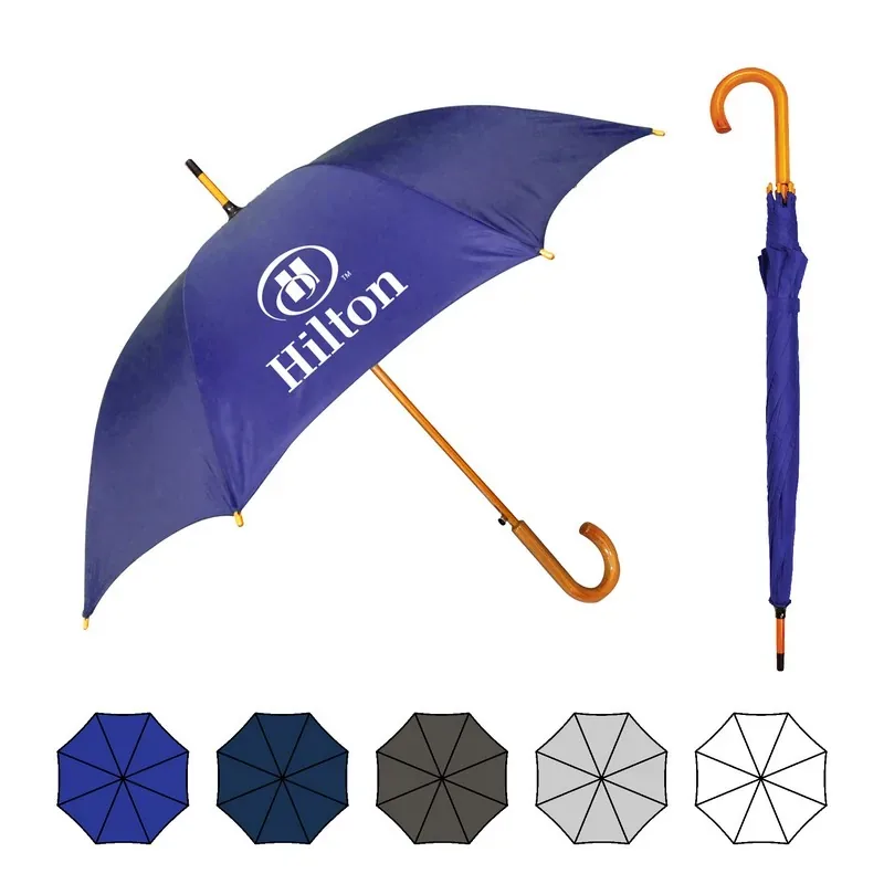 Wood Stick Umbrella (46" Arc) With Logo Imprint — DIBG43501, view 1 of 3