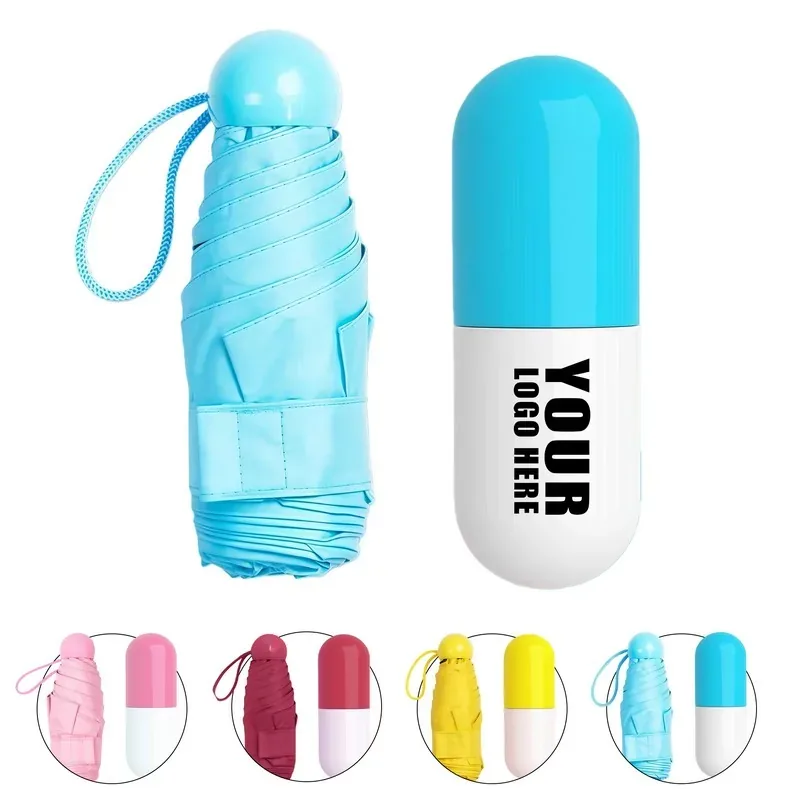 Mini 5-Fold Capsule Umbrella With Compact Carry Case — DIBG43513, view 1 of 7