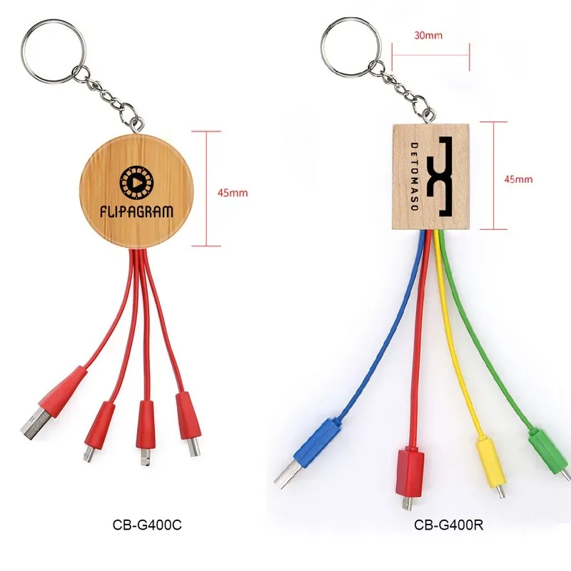 Eco-Friendly 4" 1 Charging Cable Made From Bamboo With Key — DIBG49925, view 1 of 1